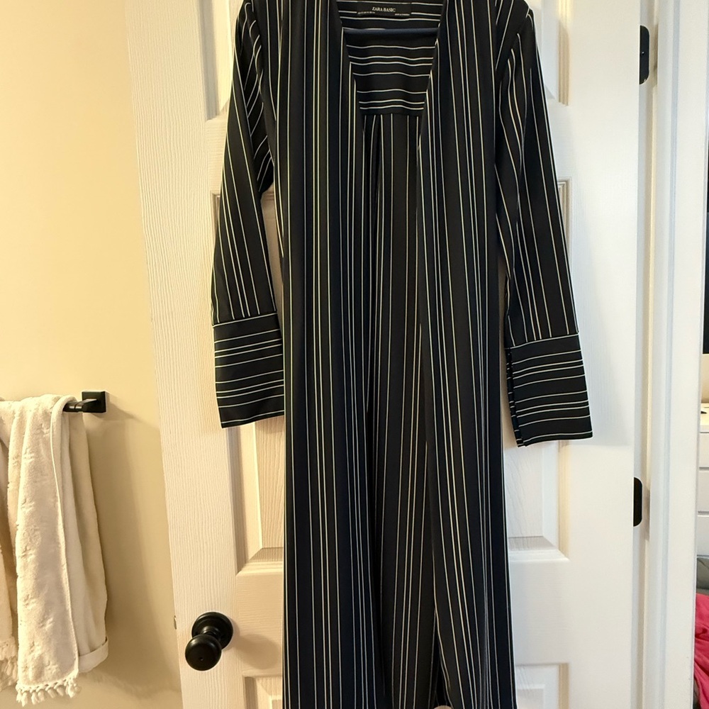 Zara Black and White Striped trench coat